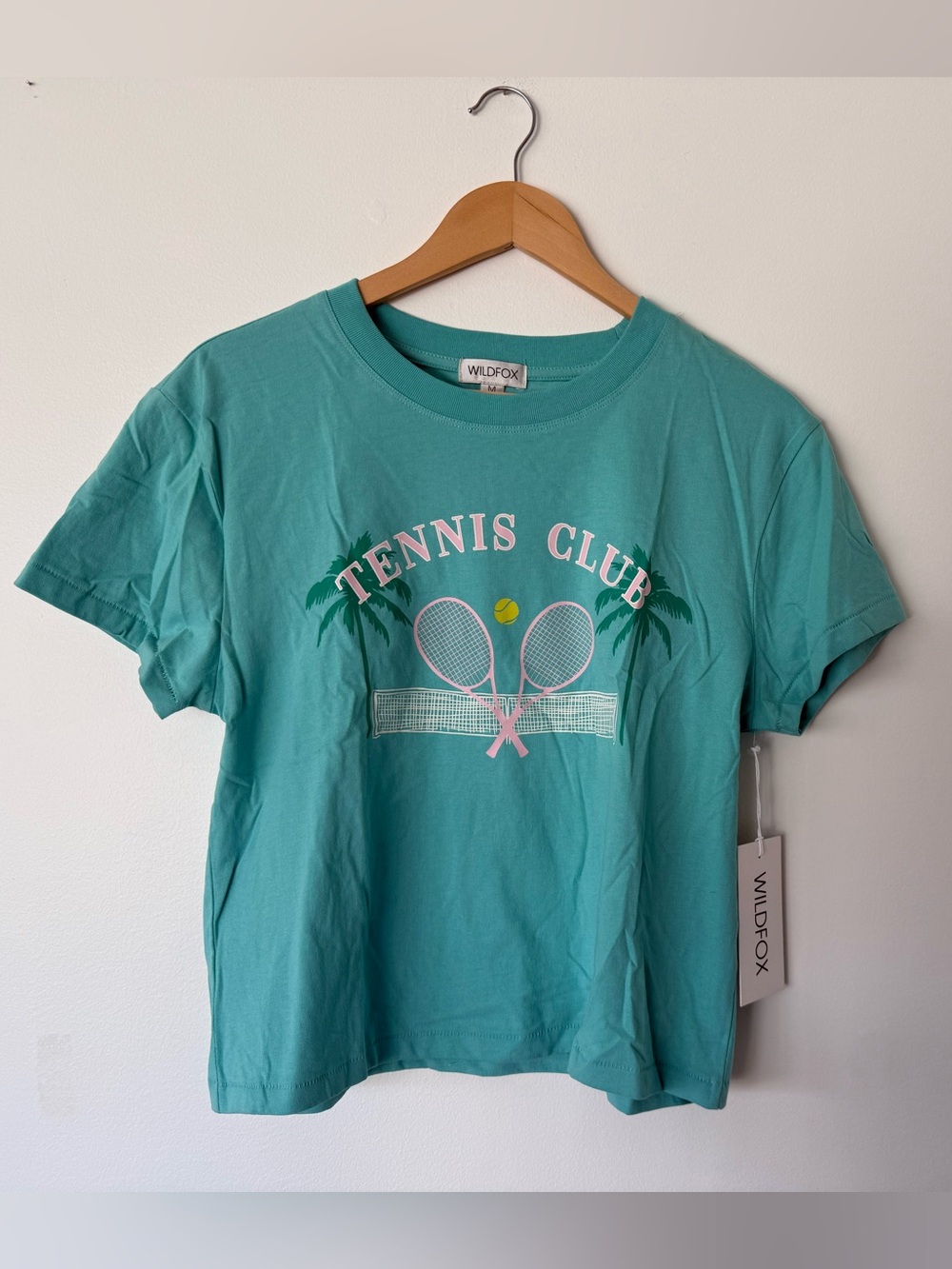 Wildfox Tennis Club Jamie Tee Blue Turquoise Size M NWT